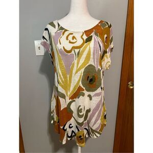 Rachel Zoe 100% linen cap sleeve shirt tail top‎ size M BIN P